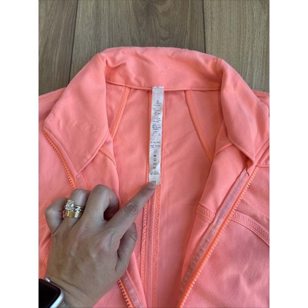 LULULEMON sz 12 DEFINE Jacket SUNNY CORAL Tangerine Peach Athletic Stretch *Luon - Picture 5 of 9